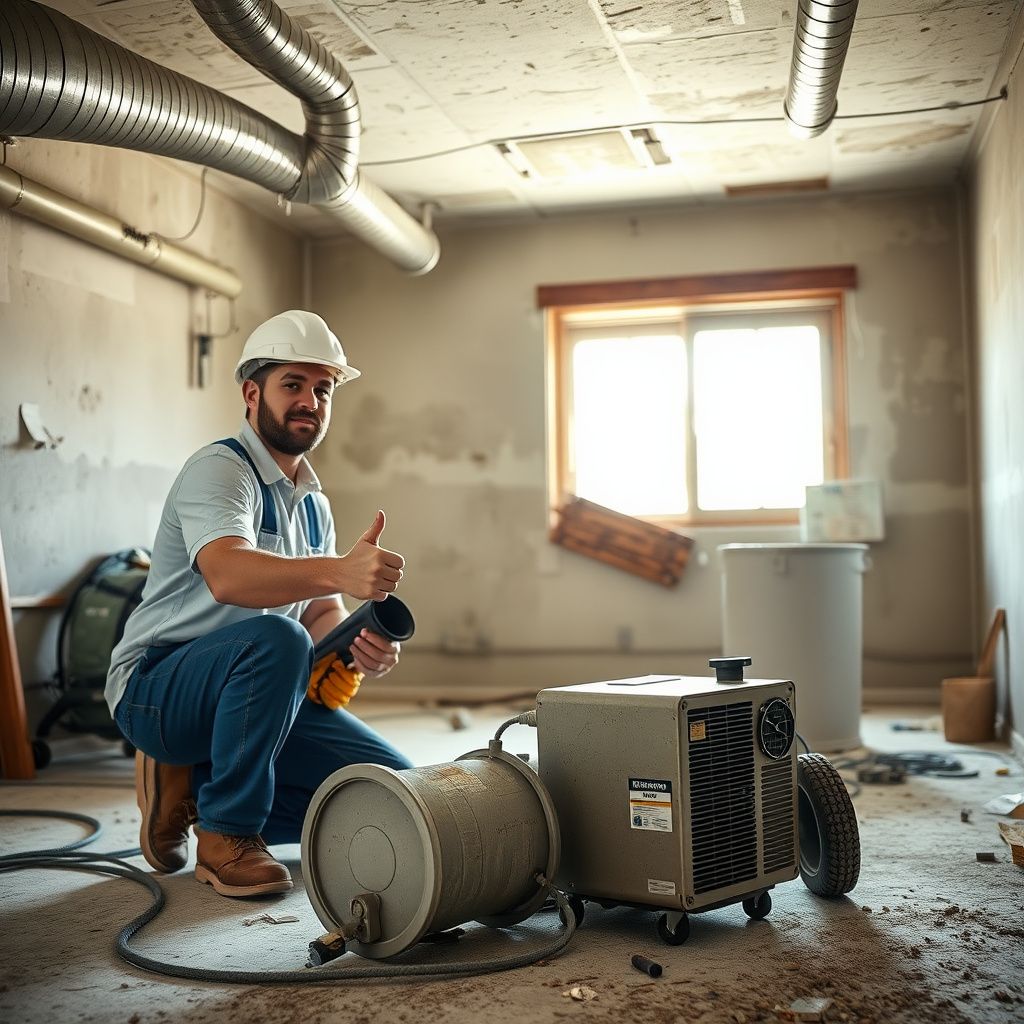 A Prime Heritage Mold Removal technician discussing a remediation plan with a Fort Worth homeowner, pointing to a moisture meter.